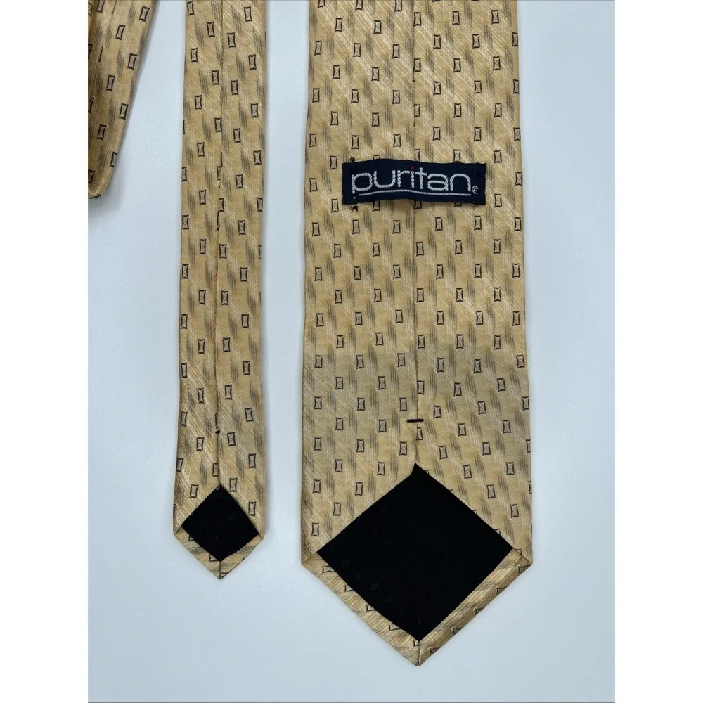 Puritan Men's Silk Necktie Yellow & Navy 3.75x58